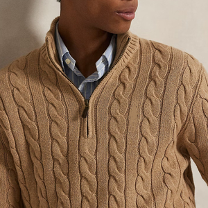 Áo len nam dệt kim cáp, cổ tròn, màu trơn, chất liệu cotton, sản xuất theo yêu cầu OEM & ODM - Product Image 2