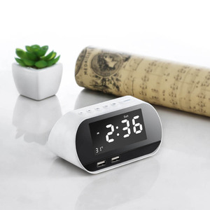 Luxurious Electronic <strong>Alarm</strong> <strong>Clock</strong> Wireless Digital <strong>LCD</strong> 2 USB Ports <strong>Temperature</strong> Snooze Perpetual Calendar Despertador FM Radio - Product Image 3