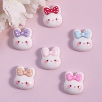 Mini accessoires en résine brillants à pois, peints par pulvérisation, motifs ours et lapin, breloques DIY, patchs, vente en gros, accessoires pour cheveux d'enfants