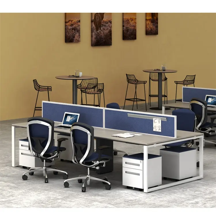 उच्च अंत आधुनिक डिजाइन लकड़ी कार्यालय डेस्क 4 सीट कार्यालय कार्य केंद्र