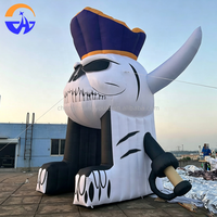 Arche Gonflable Crâne d'Halloween Modèle Tunnel Capitaine Pirate Thème Horreur avec Ventilateur Intégré Accessoire de Décoration pour Activités Publicitaires