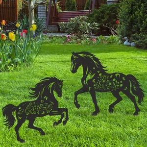 Estacas Decorativas de Metal con Forma de Caballo para Jardín, Regalos para Amantes de los Caballos, Mujeres/Hombres, Estatuas de Silueta, Adorno de Jardín - Product Image 2