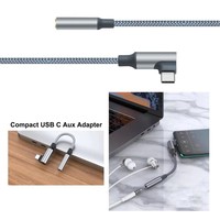 Rechtwinkliges USB-C Nylon-Geflechtkabel Typ C auf 3,5mm Kopfhörer-Buchse Audio-Adapter Konverter-Kabel