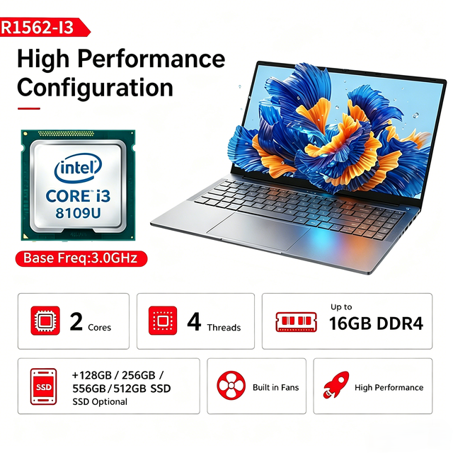 Brand New OEM 15.6" Laptop Intel Core I3-8109U 256 SSD IPS Display Full HD English Keyboard Windows 11 for Home and Students