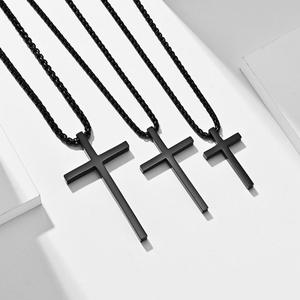 Popolare <span class=keywords><strong>60</strong></span> <span class=keywords><strong>cm</strong></span> di lunghezza uomini donne Unisex in acciaio inox religioso croce <span class=keywords><strong>collana</strong></span> pendente per maglione - Product Image 4