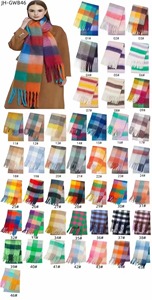 Bufanda de Pashmina Larga y Cálida con Patrón a Cuadros, Imitación de Lana de Cachemira, 50 Colores Disponibles, Venta al Por Mayor, para Mujer - Product Image 4