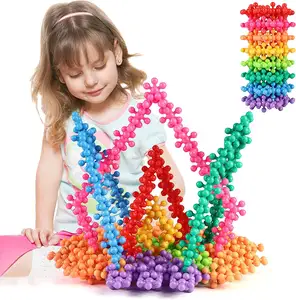 FW202 Trend ing Bausteine Kids Stem Toys Bauen Kreative Schneeflocken Bausteine Sets Montessori Sensory Baby Toys