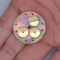 Accessoires de cadran de montre en nacre à trois yeux personnalisables 28,5*0,2 mm Coquille naturelle MOP Outils et pièces de montre-bracelet