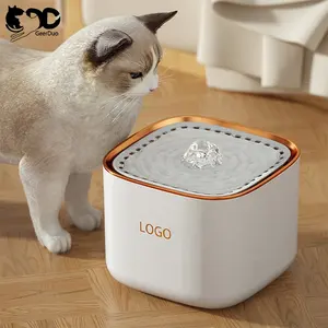GeerDuo, fuente de agua LED automática para gatos, dispensador de agua potable para mascotas con filtro, cuencos de agua para mascotas de acero inoxidable, comederos