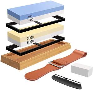 Premium 2 Side Grit 1000/3000 <span class=keywords><strong>Piedra</strong></span> de agua Antideslizante Base de bambú Soporte de guía de ángulo <span class=keywords><strong>Piedra</strong></span> de afilar para cuchillos - Product Image 4