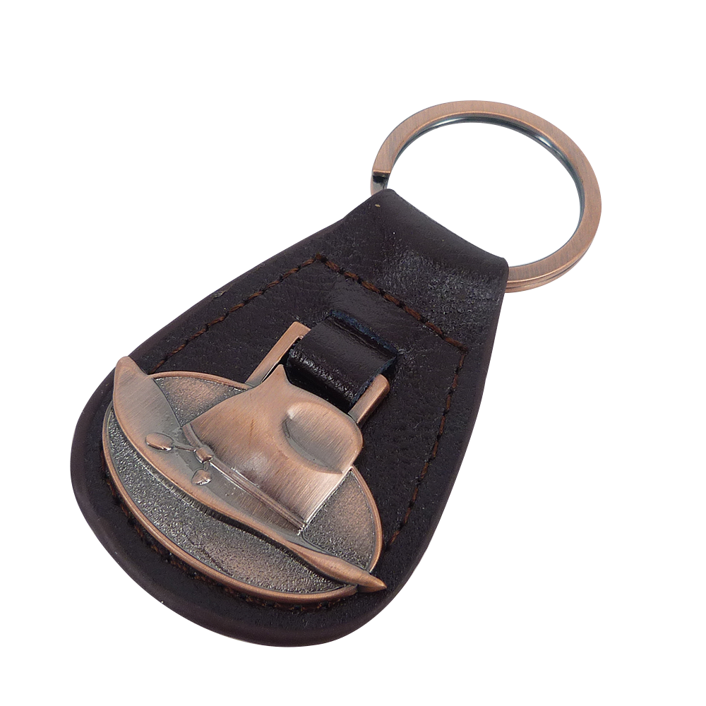 Custom Holder Brown Handmade Faux Blank Souvenir Business Metal Pu Leather Key Chain Keychain