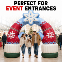 Arche gonflable sur mesure sur le thème de la neige et de l'hiver, avec gants et décorations, pour promotion de Noël, carnaval, vacances et comme arrière-plan photo pour activités sur le thème de la glace et de la neige