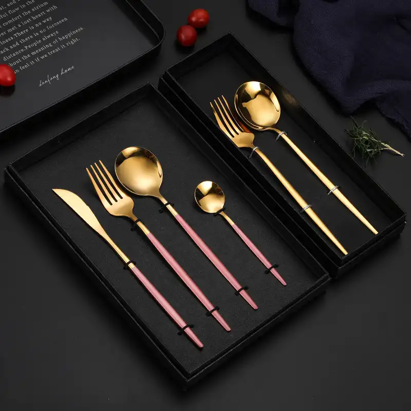 Conjunto de regalo de boda, Set de cuchara y tenedor chapados en oro y plata para regalos de negocios promocional, venta al por mayor