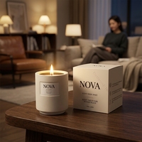 Bougie parfumée artisanale NOVA Premium avec logo personnalisé en pot en céramique - 100% biologique, longue durée, pour la Saint-Valentin, les bars