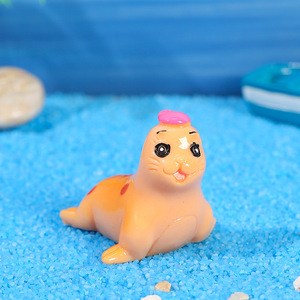 Ornements en résine de lion de mer de dessin animé mignon, décorations d'aquarium, figurines d'animaux miniatures pour décor de réservoir de poissons - Product Image 4