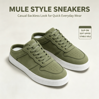 Chaussures de skate mules basses pour hommes, motif uni, respirantes, résistantes à l'abrasion, à enfiler, pour la marche, semelle extérieure en plastique, bout pointu