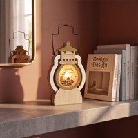 Lanterne du Ramadan en bois N-Concept 11*3*21.5cm 3L 2027 avec lumière LED, lanterne en bois en forme de tour de mosquée avec lumière LED pour la décoration de la maison musulmane
