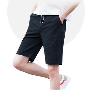 Pantalones cortos de lino de cintura alta informales de verano para hombre, pantalones cortos de playa sueltos de estilo tejido impermeable de secado rápido de algodón fino transpirable - Product Image 4