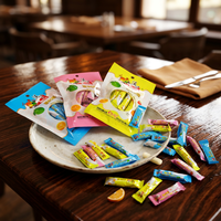 Vente en gros de chewing-gum Bobo aux saveurs fruitées assorties, certifié Halal ISO9001/HACCP, boîte de bonbons moelleux, paquets de 20g