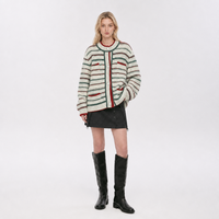 Cardigan en tricot tweed de luxe discret pour femme, mélange cachemire et laine, idéal pour les fêtes de Noël, veste en tricot, pull-over pour femme
