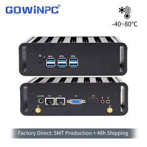 มินิพีซีอุตสาหกรรมแบบไร้พัดลม พร้อมโปรเซสเซอร์ Intel Core i3 i7 รองรับไฟฟ้ากระแสตรง 936V พอร์ต RS232 GPIO และรองรับแรมแบบคู่ - Product Image 1
