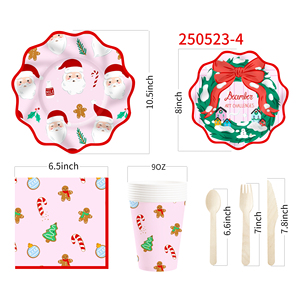DAMAI Christmas Party Supplies <b>Disposable</b> Dinnerware Tableware Favors for 8 Guests Christmas Party Plates Napkins Tableware Set - Product Image 5