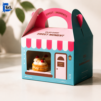 Großhandel Kundenspezifische Bedruckte Kuchenbox mit Griff und Fensterdesign, Lebensmittelechte Papierverpackung für Konditoreien