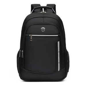 Unisex Laptop <b>Backpack</b> Large Capacity 15 Inch Business Travel School Bag With Laptop Compartment Solid Color <b>Black</b> - Product Image 5