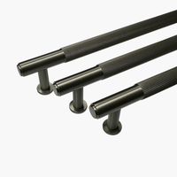 Poignées de tiroir de cuisine modernes gris bronze, poignées de meuble à rayures verticales en laiton massif, poignées de placard, boutons de tiroir