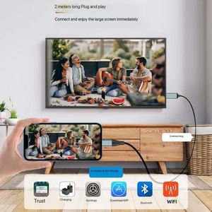 Adaptador HDMI Digital AV con Cable de 2 Metros de Largo, Compatible con Teléfonos Móviles y Computadoras, Resolución 1080P - Product Image 6