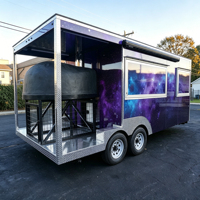 Camion de restauration mobile entièrement équipé pour pizzas, remorque de restauration extérieure en acier inoxydable pour pizzas et street food, CE, DOT