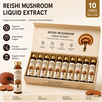 Extrait liquide de champignon Reishi 10 ml x 10 flacons |   Complément alimentaire à base de plantes pour soutenir le système immunitaire, extrait de Ganoderma Lucidum pour l'énergie et le bien-être