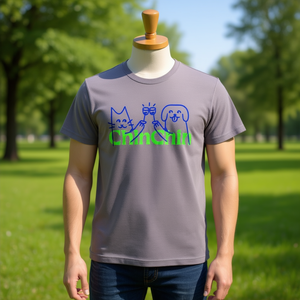 Camiseta Chinchin con gráfico de gato y perro gris, ropa informal unisex - Product Image 3
