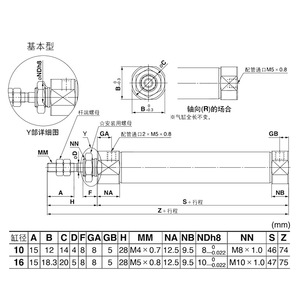 Cylindre à piston miniature UNGS CDJ2D16 30 à double action pneumatique en acier inoxydable avec raccord fileté - Product Image 2