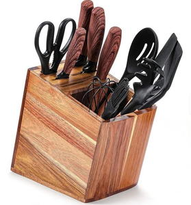 Portautensili da Cucina in Legno Massello di Acacia Sostenibile, Divisibile, con Coperchio Drenante Rimovibile, Contenitore Multi-Scomparto da Appoggio - Product Image 1