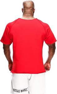 メンズオーバーサイズ100% コットンジムTシャツ厚手ニット生地キャラクター柄ラグトップスタイル - Product Image 2