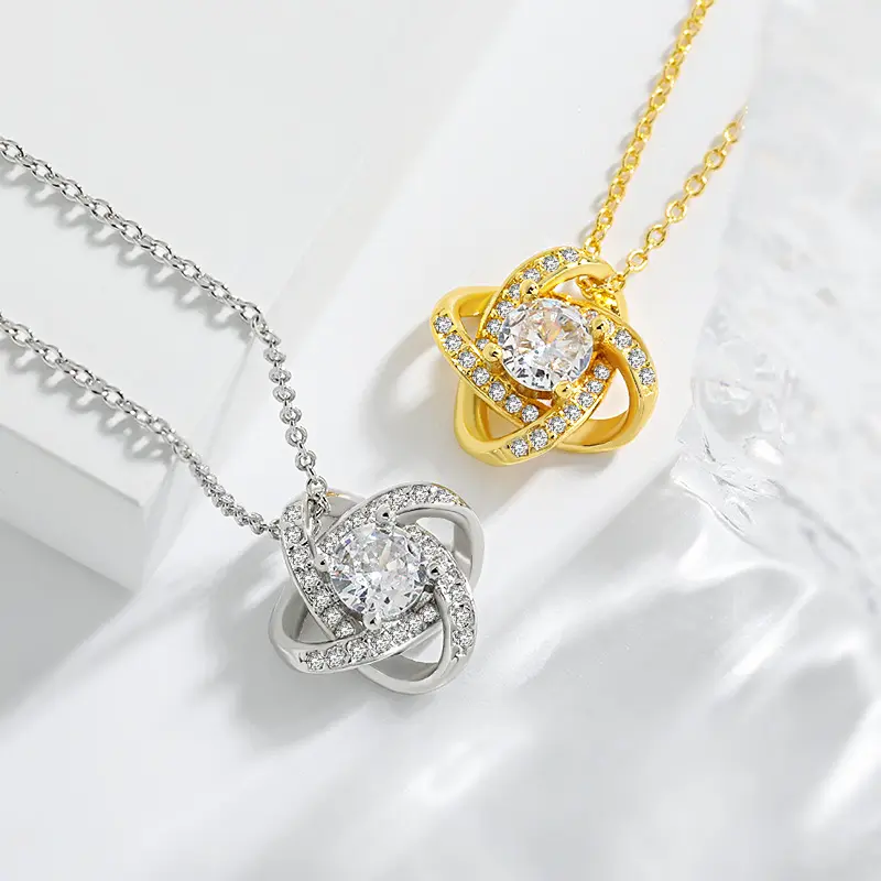 Individueller Herzknoten Kristallanhänger Halskette Damen Großhandel Valentinstag Muttertag Schmuck Geschenk