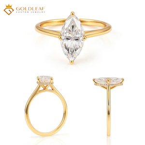 Goldleafgem Custom 1CT 2CT 3CT Marquise Cut Luxury Engagement Diamond Wedding <b>Ring</b> 14K Gold Plated Sterling <b>Silver</b> <b>925</b> - Product Image 1