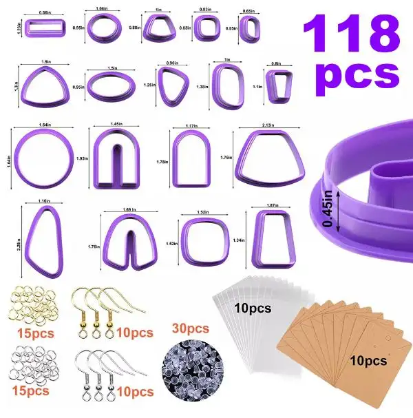 New 118pcs Different Shape Plastic Polymer Clay Earring Cutter Earring Making Mold For Cookie Cutter