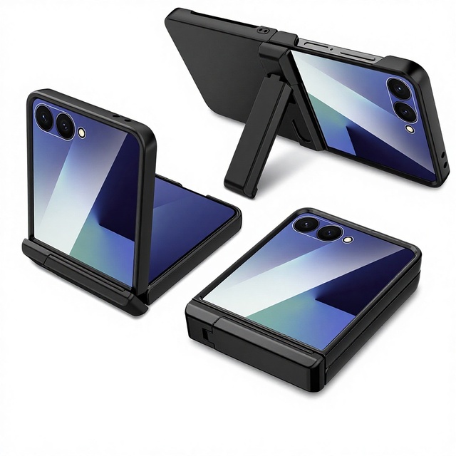 For Z Flip7/Z Flip6 New Style Simple Drop-resistant PC Material Ins Style Folding Phone Case with Invisible Stand PC Material