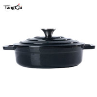 Casserole émaillée à 3 couches, casserole peu profonde en fonte émaillée pour fruits de mer, casserole ronde durable, ustensile de cuisson, commande en gros, vente au détail