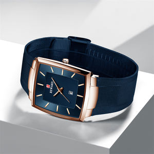 Curren-montre à quartz de luxe pour <span class=keywords><strong>homme</strong></span>, chronographe, maille fine, carrée, personnalisée, OEM, bon marché, bleu et rose, horloge, idée <span class=keywords><strong>cadeau</strong></span> d'affaires - Product Image 6