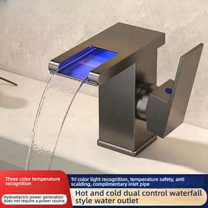 Grifo de cascada con luz LED Wayon, lavabo, lavabo bajo encimera, grifo de agua fría y caliente para el hogar - Product Image 5
