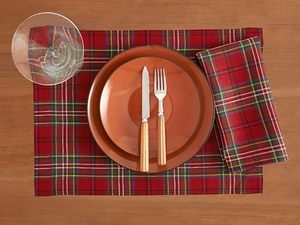 100% Pure Flax Linen <strong>Napkin</strong> Red <strong>Tartan</strong> Plaid Linen Dinner Placemat Machine Washable for Casual and Formal Dining - Product Image 5