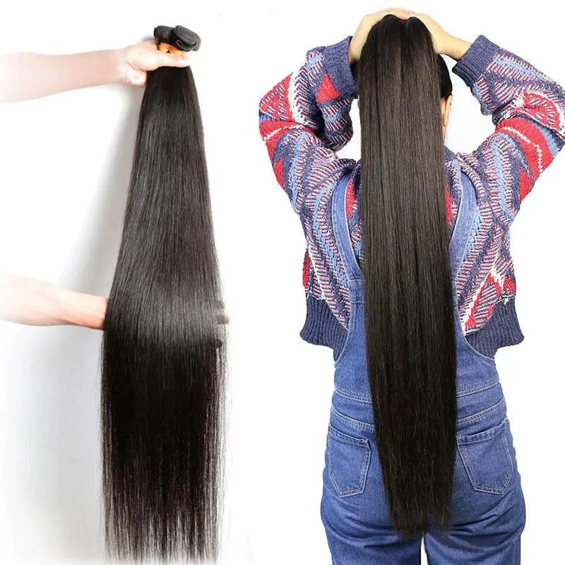 China Real Human Hair Vendor Brazilian Peruvian Indian 40 Inch Silky Straight Body Wave Curly Hair Extension For Women