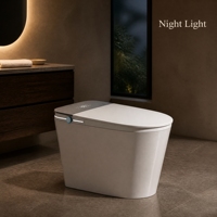 WC intelligent monobloc en céramique avec bidet intégré, chasse d'eau automatique, siège chauffant, séchoir à air et télécommande