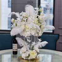 Centre de table en cascade de fleurs en soie, 60 cm, roses blanches, arrangement floral suspendu pour la réception de mariage, décoration de table