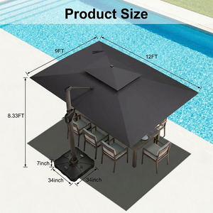 <span class=keywords><strong>Parasol</strong></span> rectangulaire HANYI 9x12 pieds avec lumière LED, anti-UV, cantilever, pour jardin, hôtel, piscine - Product Image 3