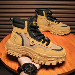 Scarpe da <span class=keywords><strong>Uomo</strong></span> Resistenti all'Usura Impermeabili con Suola Spessa Traspiranti Stivali da Lavoro Retrò Alti Stivali da Escursionismo per Esterni - Product Image 3