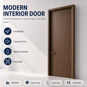 Puerta Interior de Madera para Dormitorio con Revestimiento de Melamina, Diseño Moderno y Liso, Panel HDF con Borde PUR, Suministro al por Mayor para Proyectos de Apartamentos - Product Image 4